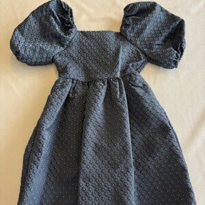 Girls Black Gold Metallic Threading Dress Short Puff Sleeves (7) NWT New Year